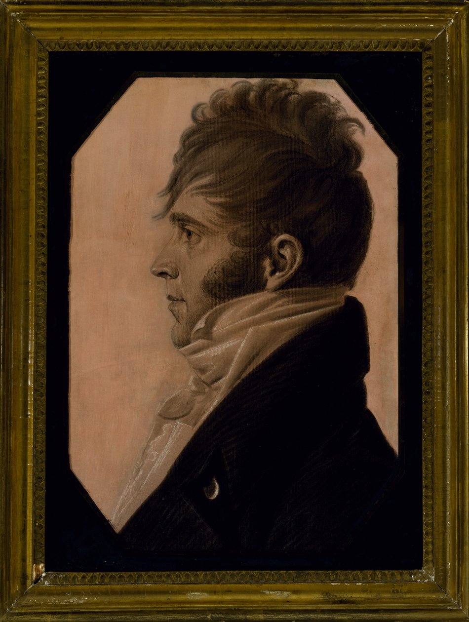 Bir Adamın Portresi, c. 1804 (pembe kağıt üzerinde beyaz ile yükseltilmiş siyah tebeşir) by Charles Balthazar Julien Févret de Saint Mémin