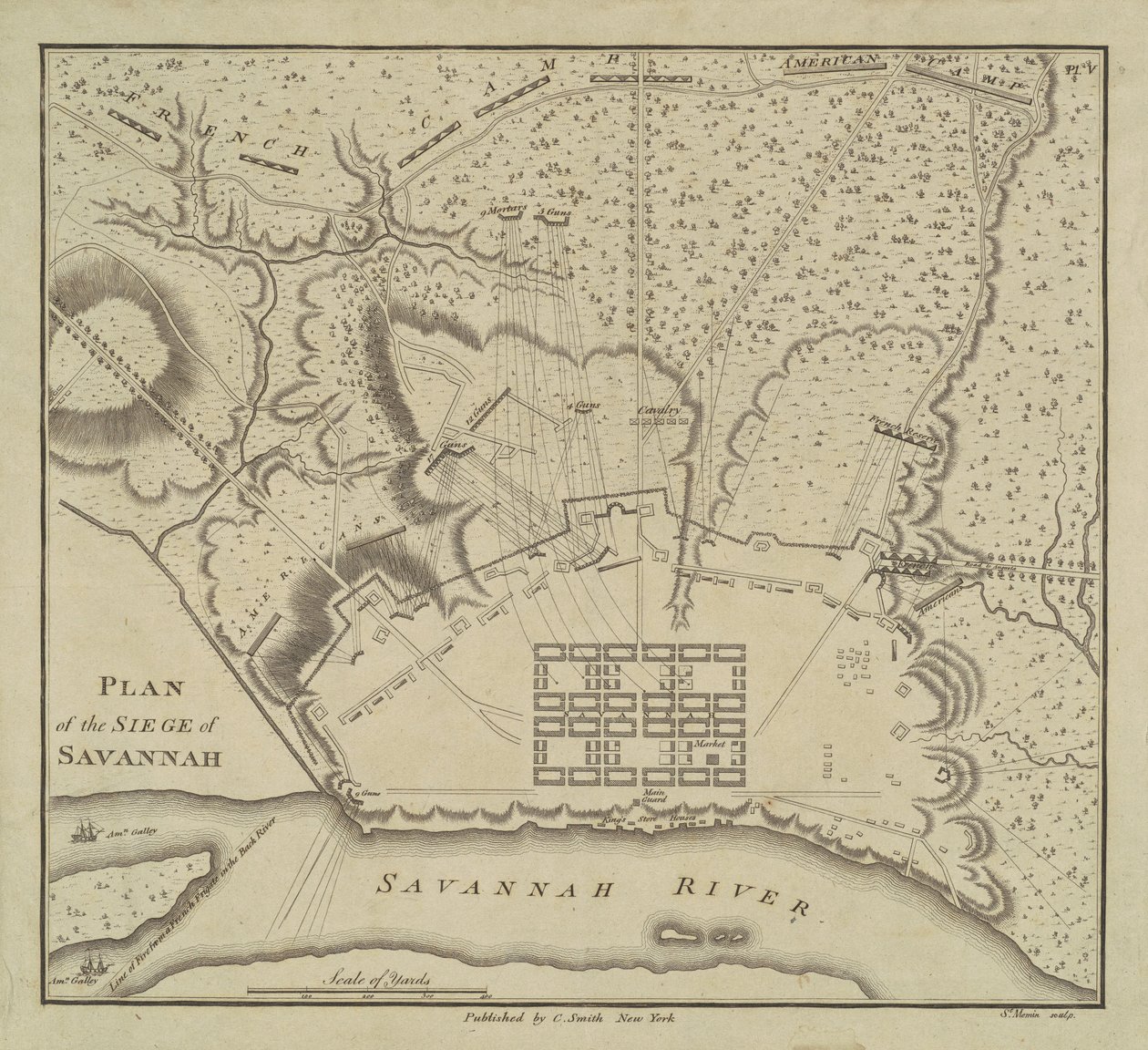 Savannah Kuşatması Planı, 1796. by Charles Balthazar Julien Févret de Saint Mémin