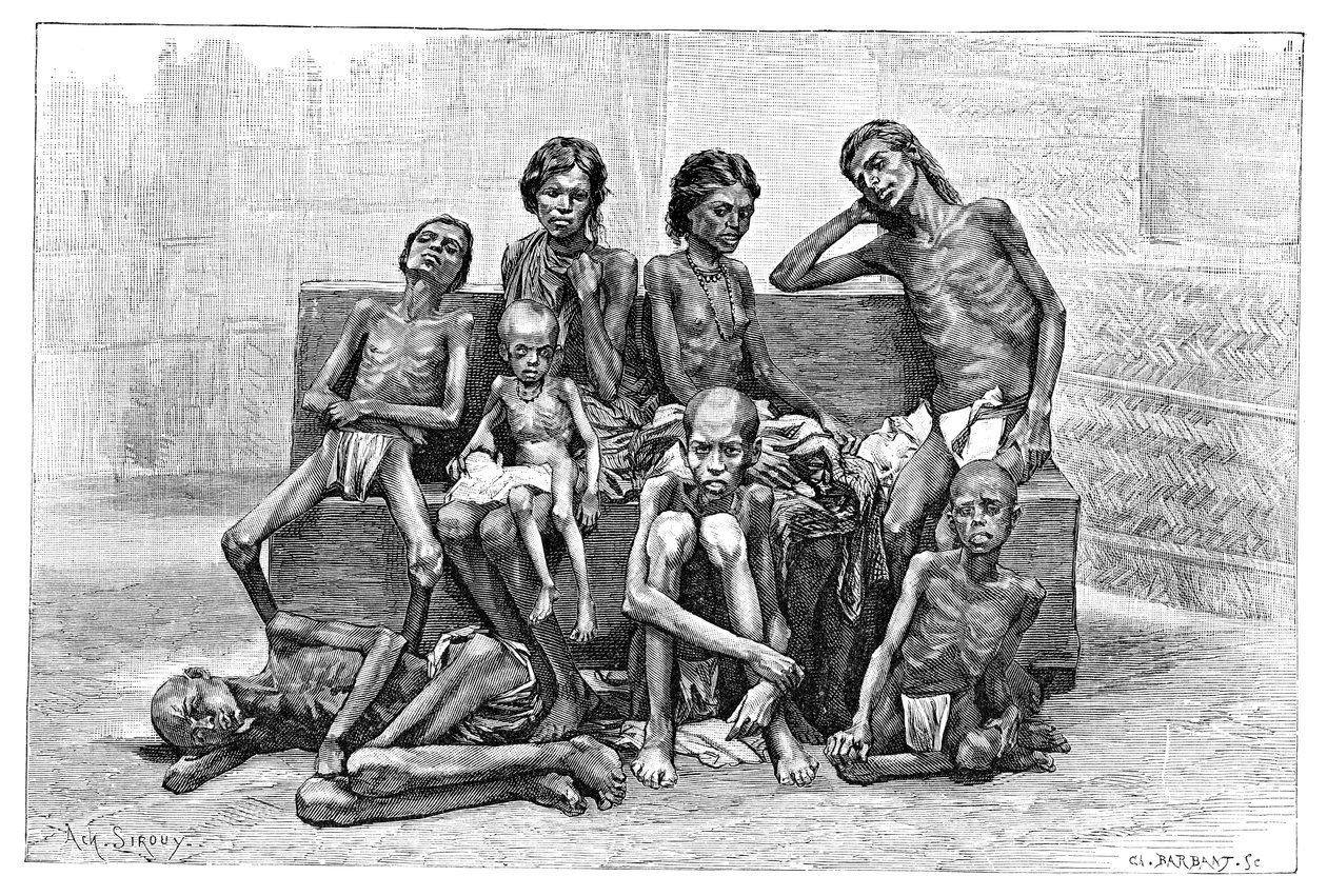 Kıtlık kurbanları, Hindistan, 1895. by Charles Barbant