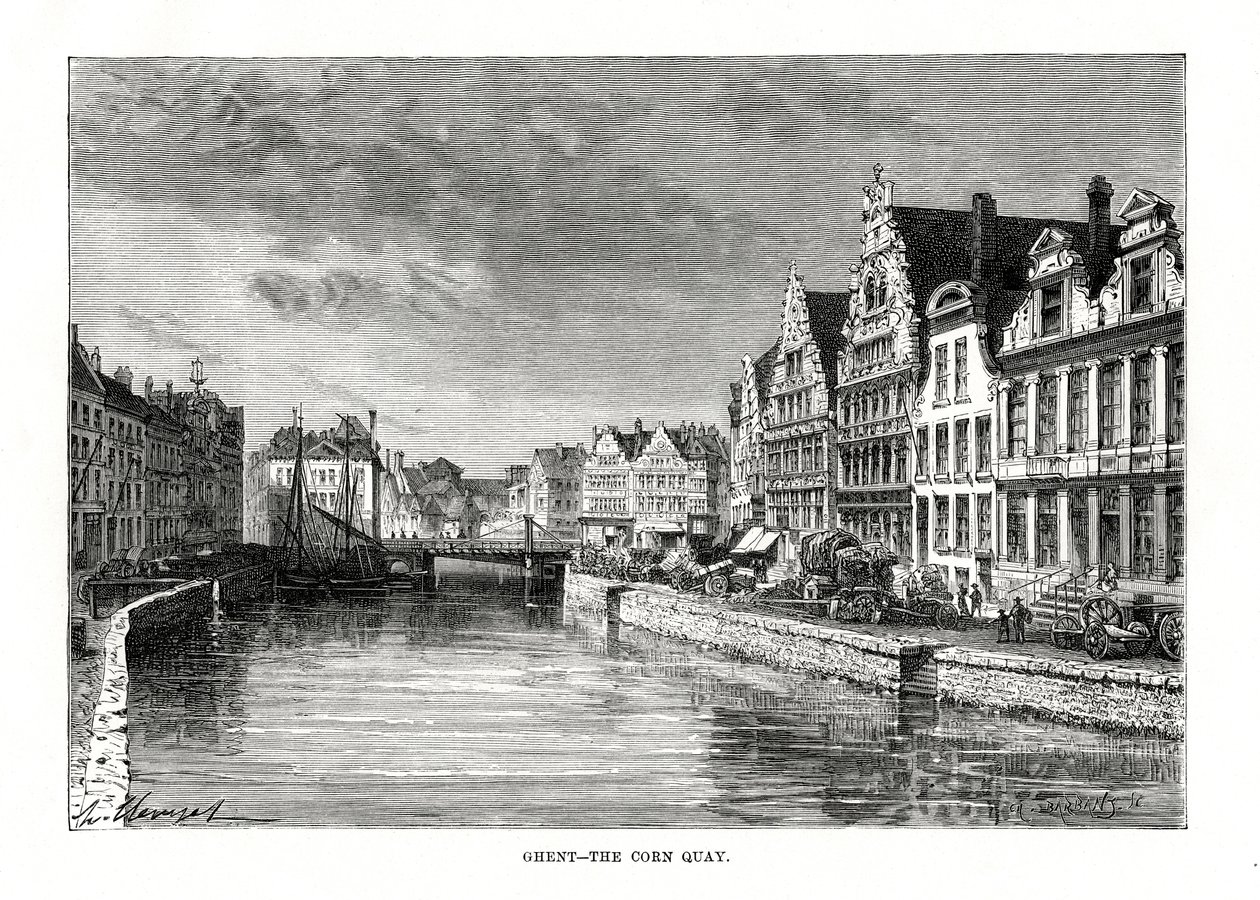 Corn Quay, Ghent, Flanders, Belçika, 1879 by Charles Barbant