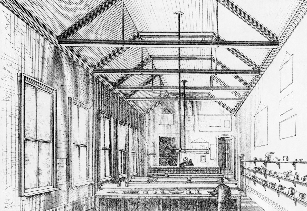 Kimya laboratuvarı, Dulwich Koleji, c.1870 (litografi) by Charles Barry