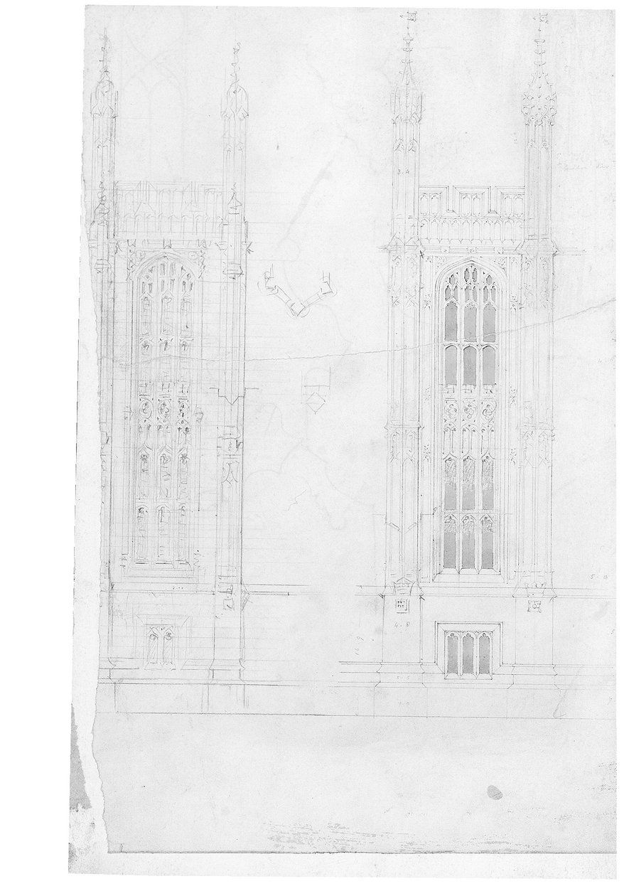 Parlamento Binası için çizim, c.1836-40 (kağıt üzerine kurşun kalem) by Charles Barry