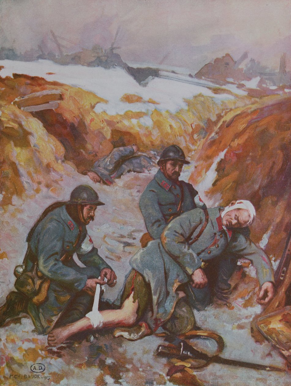 1. Dünya Savaşı Sırasında Bir Yara Pansuman yapan Kızılhaç Hemşiresi by Charles Baude