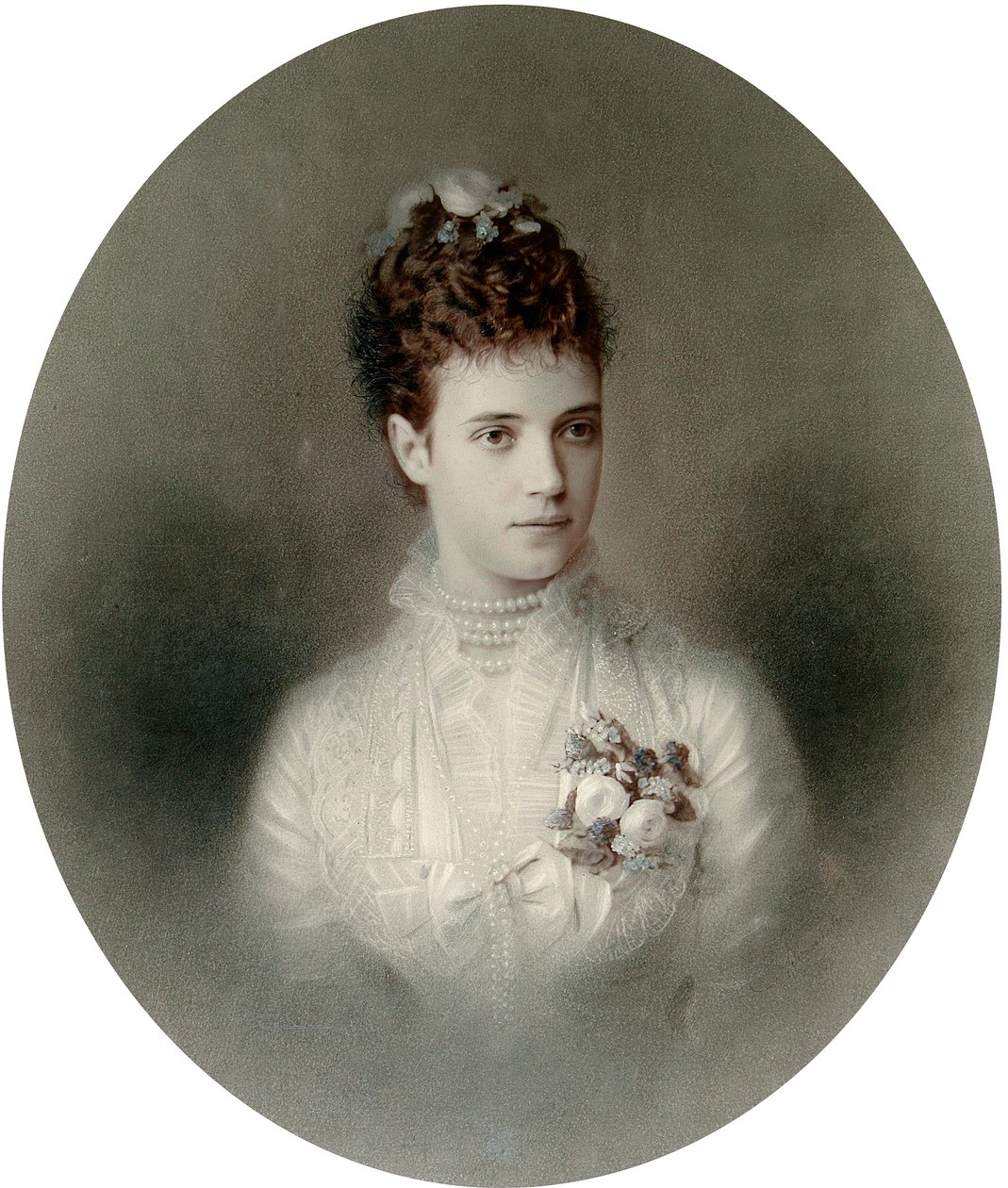 Rusya İmparatoriçesi Maria Fyodorovna'nın portresi, 1890'lar by Charles Bergamasco
