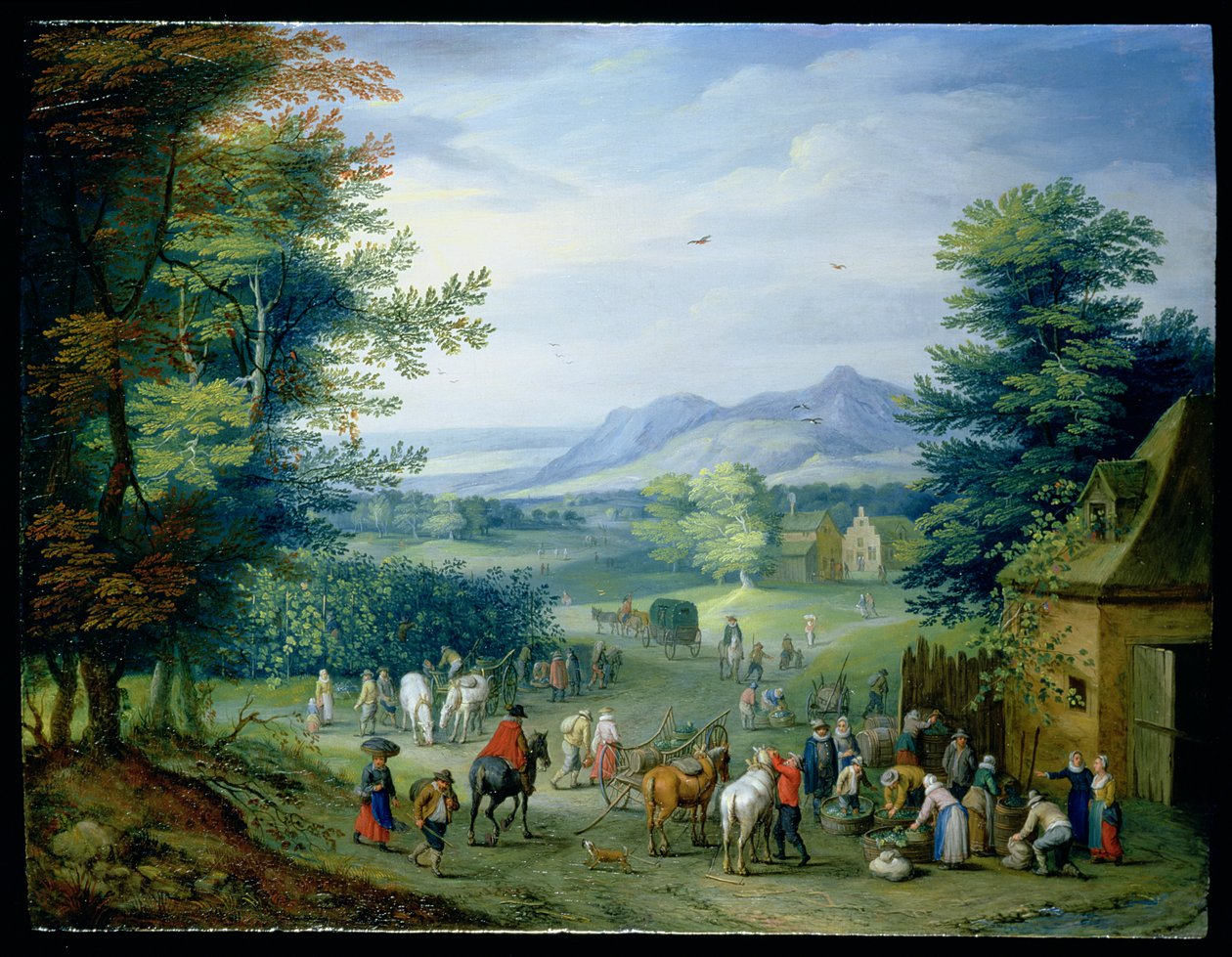 Üzüm Hasadı, Bir Ülke Manzarasında Figürler by Charles Beschey