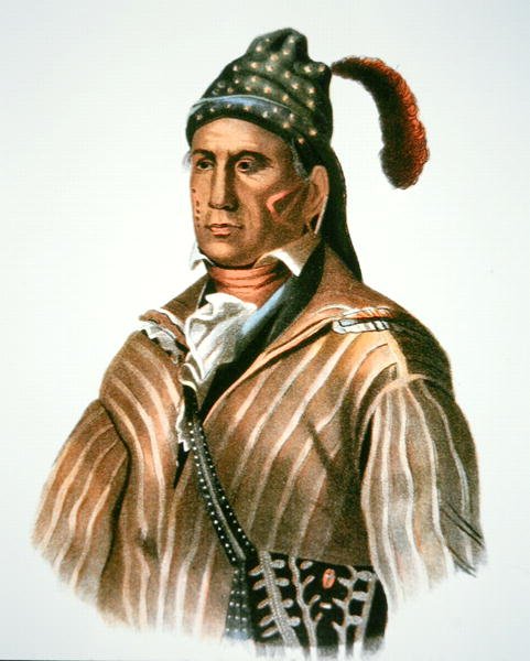 Menawa, Creek halkının şefi, 1826 tarihli bir tablodan (renkli lito) by Charles Bird (after) King
