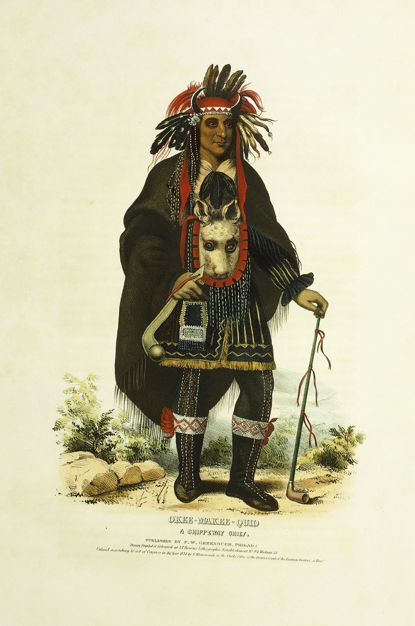 Okee-Makee-Quid, bir Chippeway şefi by Charles Bird (after) King