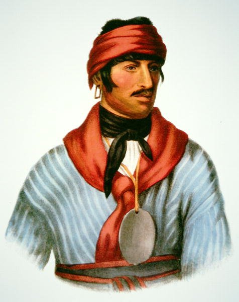 Selocta, Creek halkının şefi, 1825 tarihli bir tablodan (renkli taş) by Charles Bird (after) King
