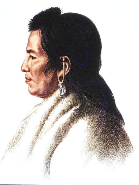 Mandan halkının Shahaka (Büyük Beyaz) şefi (renkli taş) by Charles Bird (after) King