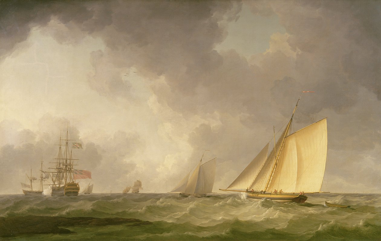 Cutter Close Hauled in a Fresh Breeze, with Other Shipping, c.1750  by Charles Brooking
