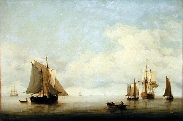 Nakliye ile Deniz Manzarası (tuval üzerine yağlıboya) by Charles Brooking