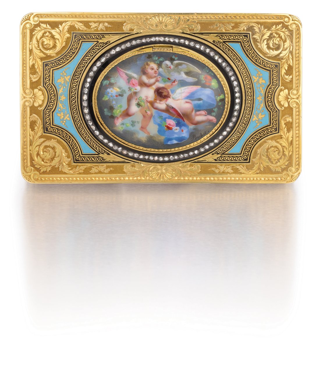 Şarkı söyleyen kuş kutusu, c.1840 (altın, elmas ve emaye) by Charles Bruguier