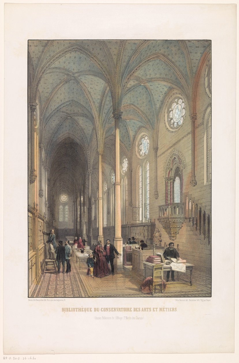 Sanat ve El Sanatları Konservatuarı Kütüphanesinin İçi Sanat ve El Sanatları Konservatuarı Kütüphanesi (St Martin des Champs Manastırı'nın eski yemekhanesi) (nesnenin başlığı) by Charles Claude Bachelier