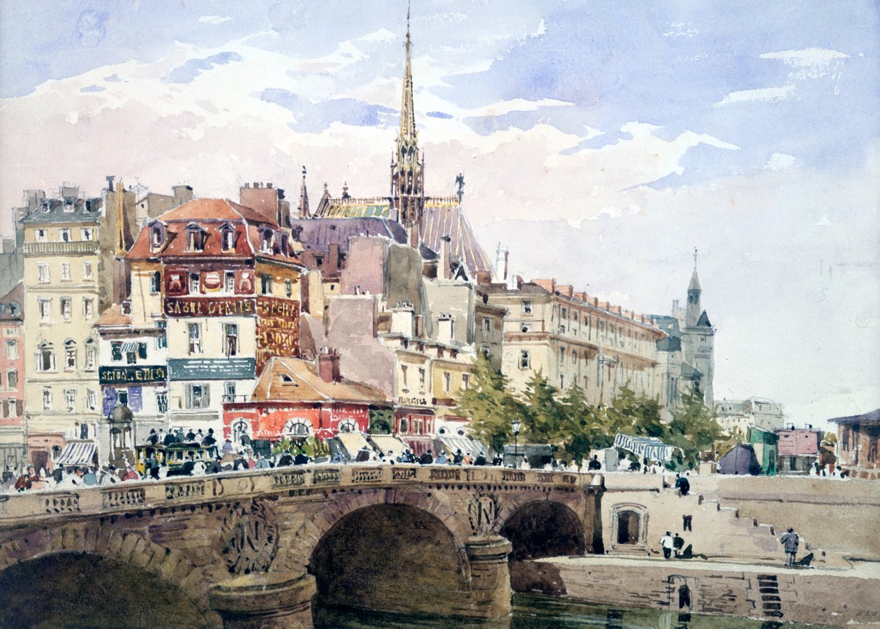 Saint-Michel Köprüsü, Paris, c1822-1878. by Charles Claude Pyne