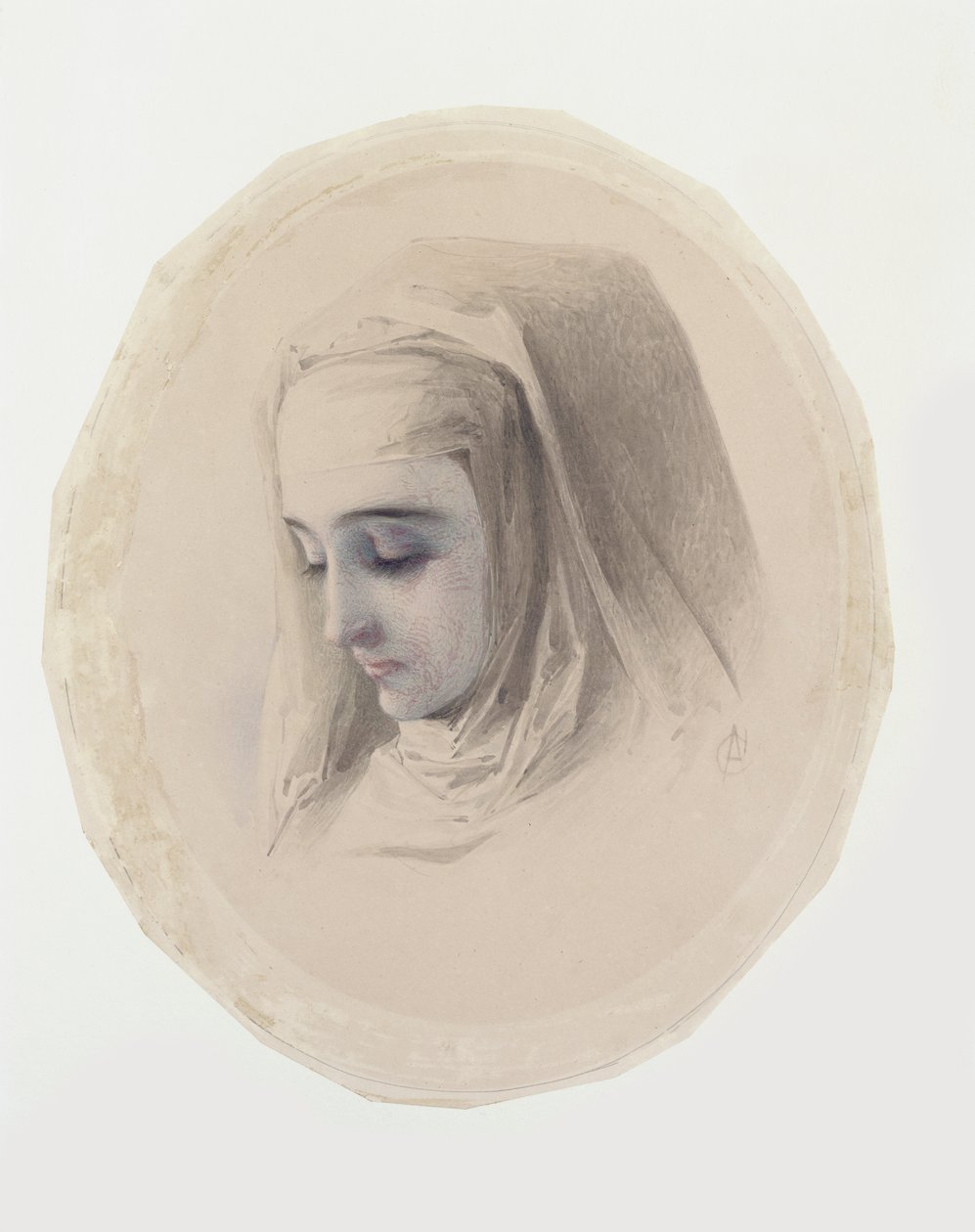 Manastır Düşünceleri için Baş İnceleme, 1851 (kağıt üzerinde wc ve guaj) by Charles Collins