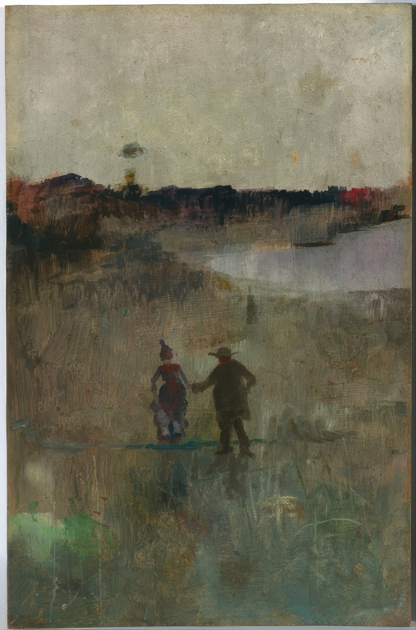 (İki küçük figürlü manzara, Richmond, NSW) by Charles Edward Conder