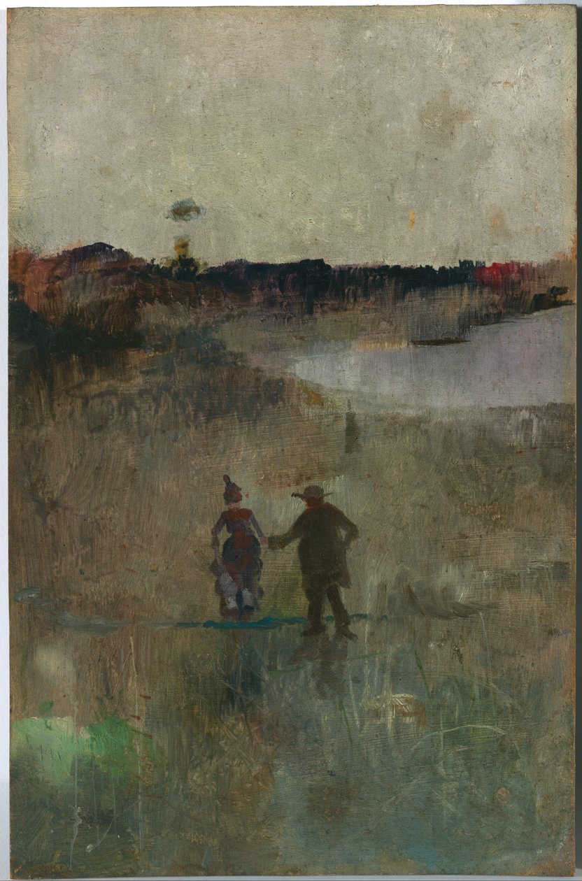 İki küçük figürlü manzara, Richmond, NSW by Charles Edward Conder