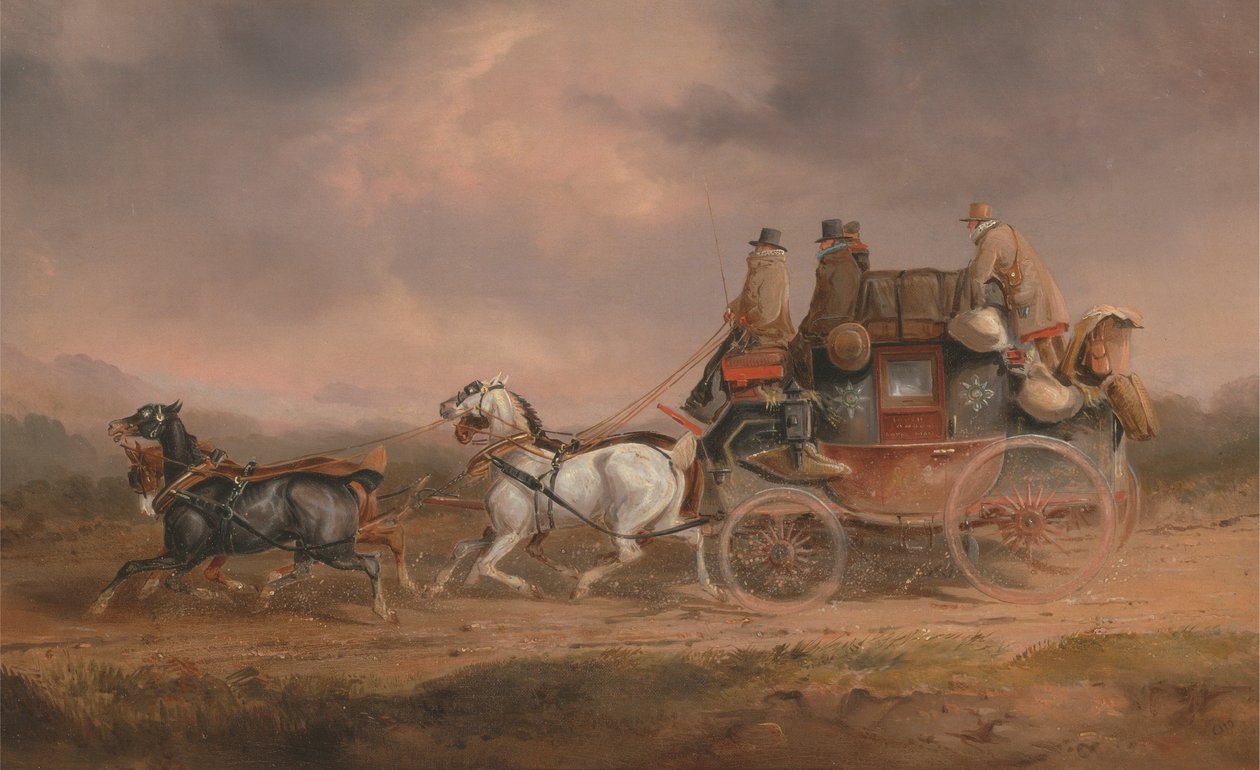 Posta Arabaları Yolda: Louth-Londra Kraliyet Postası Hızla İlerliyor by Charles Cooper Henderson