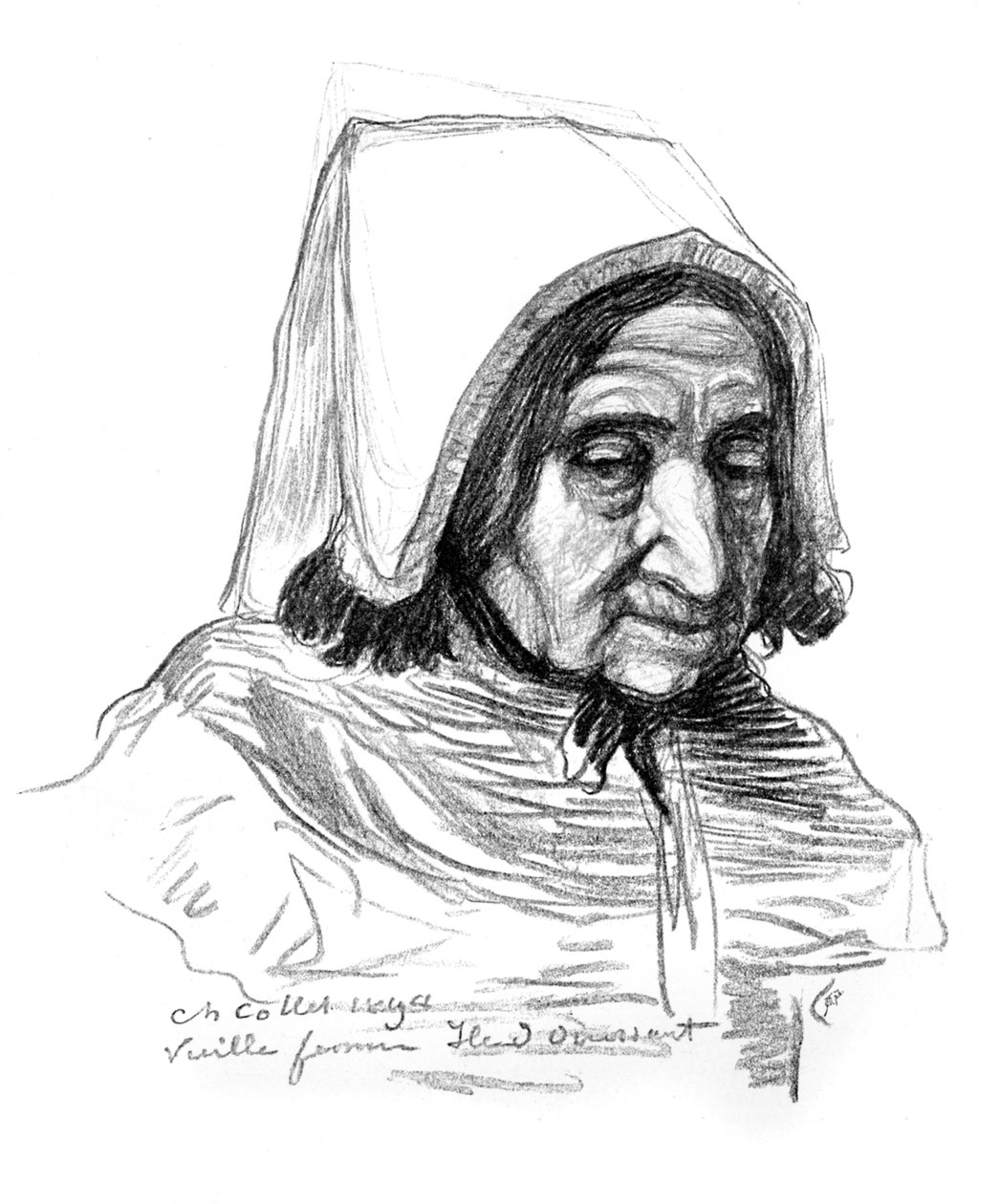 Yaşlı bir kadının başının incelenmesi, 1899. by Charles Cottet