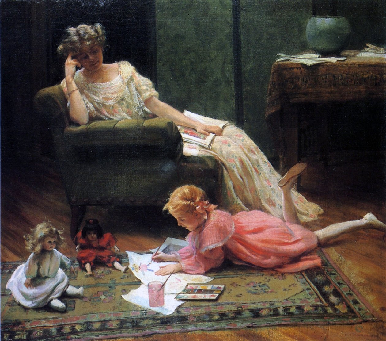 Çocuk Oyununu İzlemek, 1909 by Charles Courtney Curran