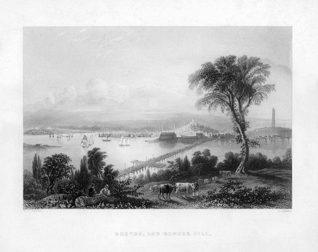 Boston ve Bunker Hill, c1820 by Charles Cousen