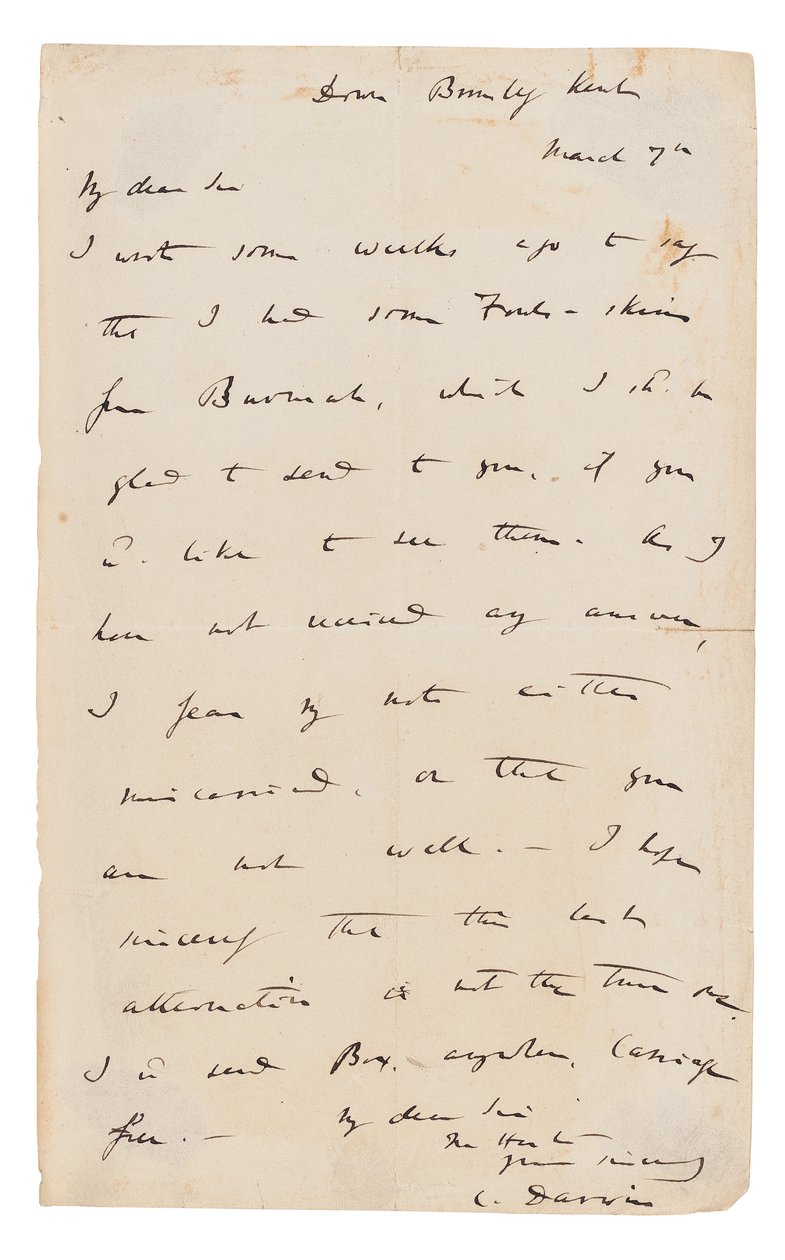 İmzalı mektup imzalandı by Charles Darwin