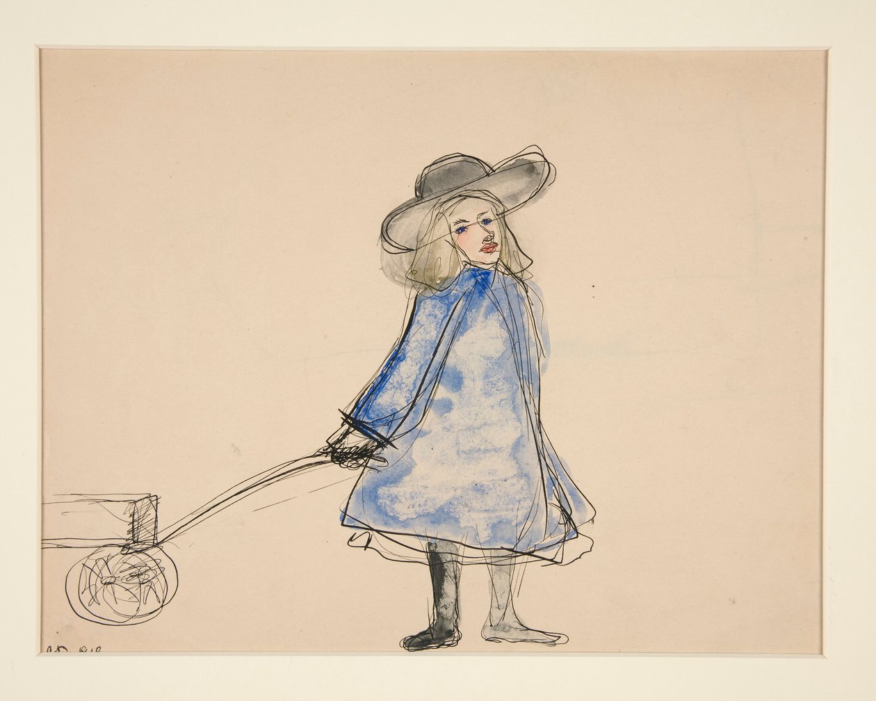 Vagon Çeken Kız (Mavi Elbiseli Sade Kız) (rekto); Bir Adamın Kroki (ters) by Charles Demuth