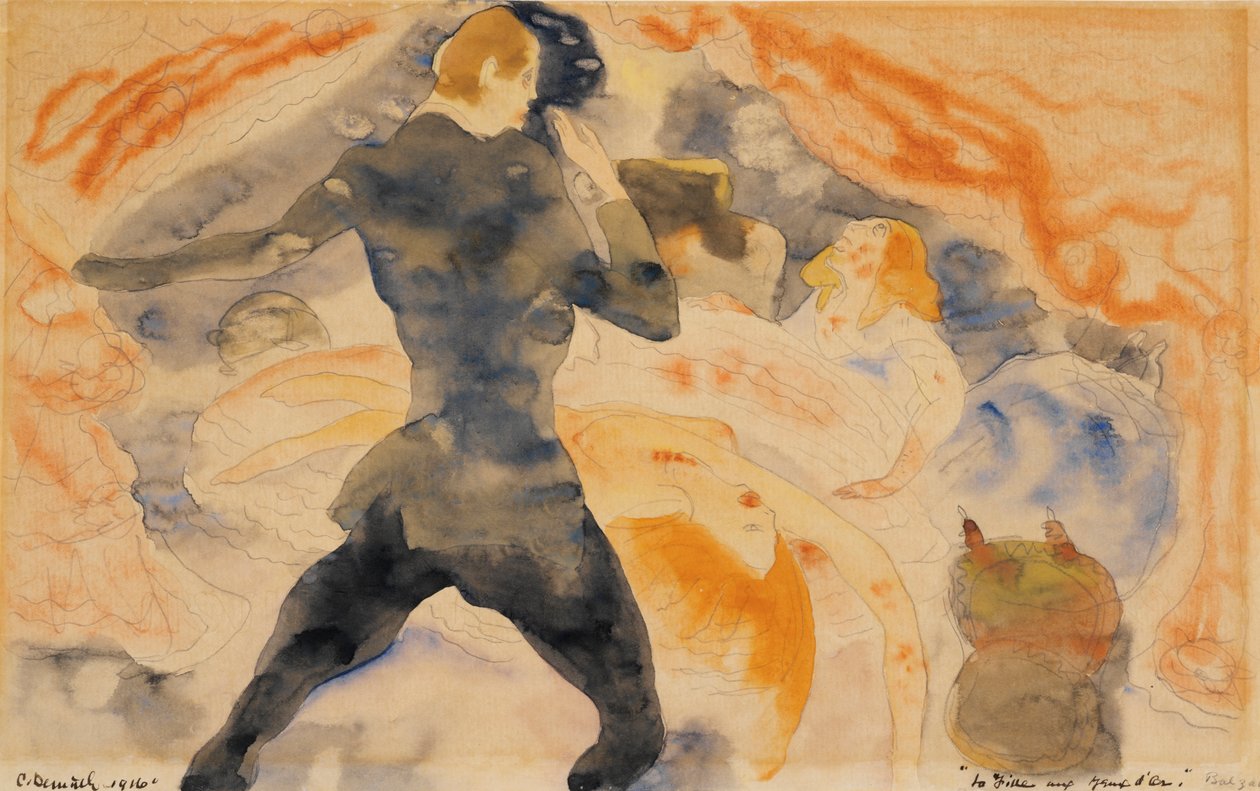 Honore de Balzacs Altın Gözlü Kız, 1916 (kağıt üzerinde wc ve kalem) by Charles Demuth