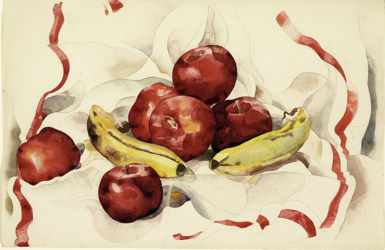 Elma ve Muzlu Natürmort, c.1925 (dokuma kağıt üzerine wc ve grafit kalem) by Charles Demuth