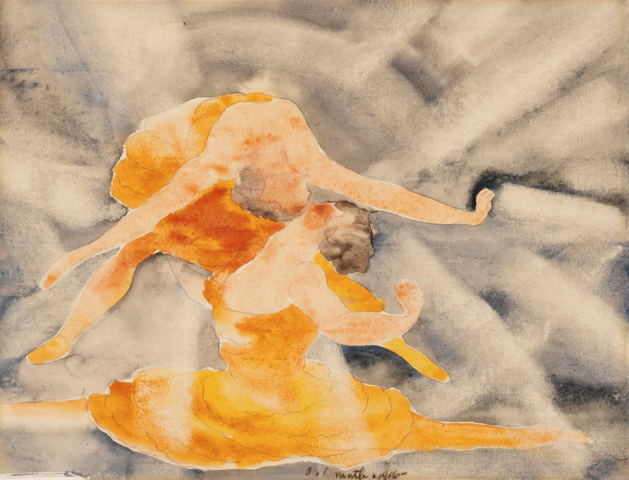 İki Kadın Akrobat, 1916 (kağıt üzerinde wc) by Charles Demuth