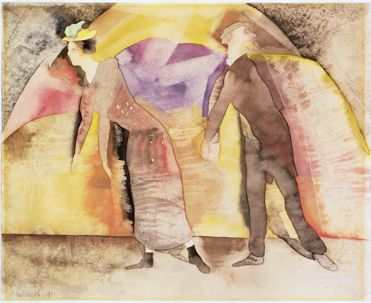 Vaudeville - Sahnede Kadın ve Erkek, 1917 (kağıt üzerinde wc) by Charles Demuth