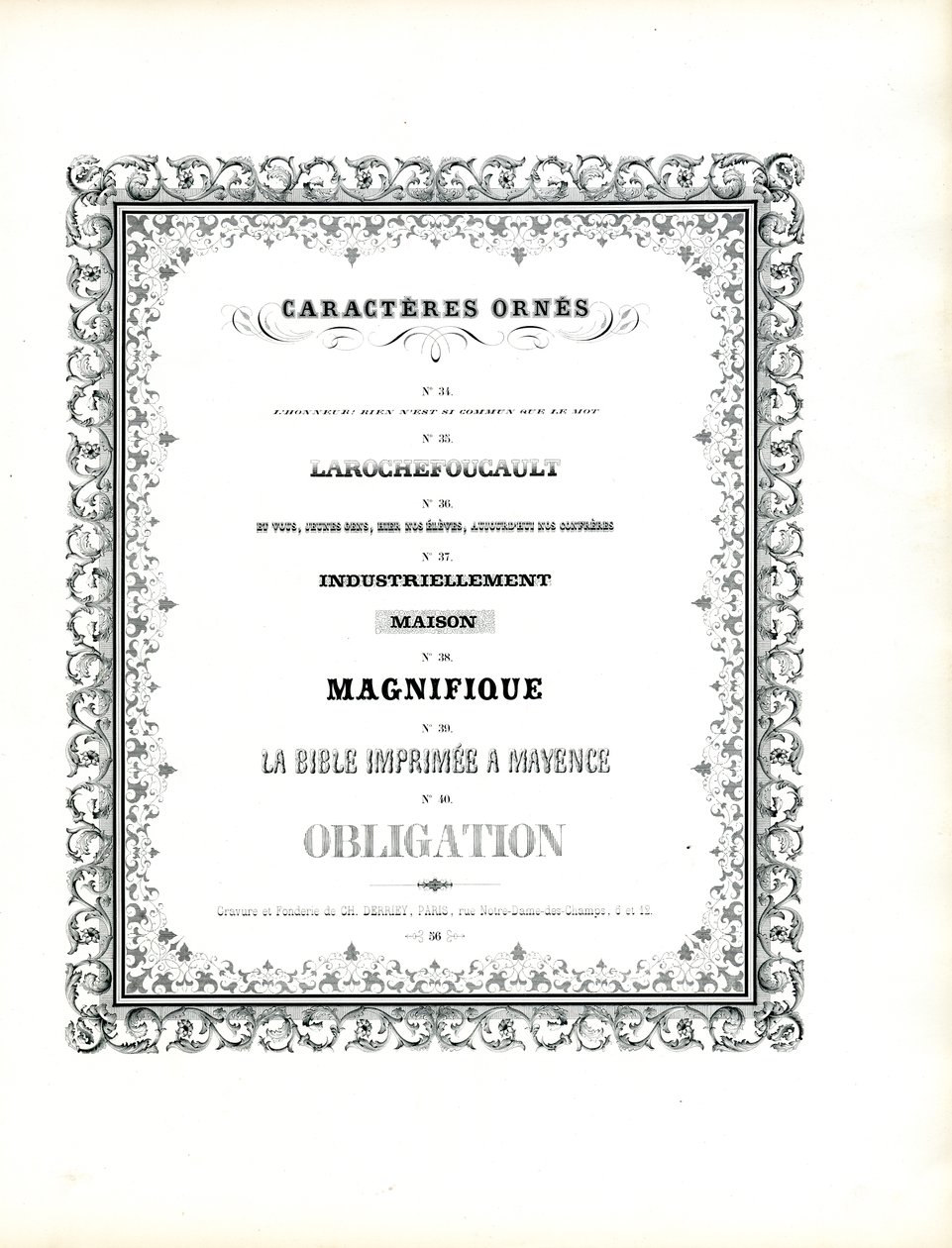 Çift Süs Çerçeveli Dekoratif Yazı Karakterleri (baskı) by Charles Derriey