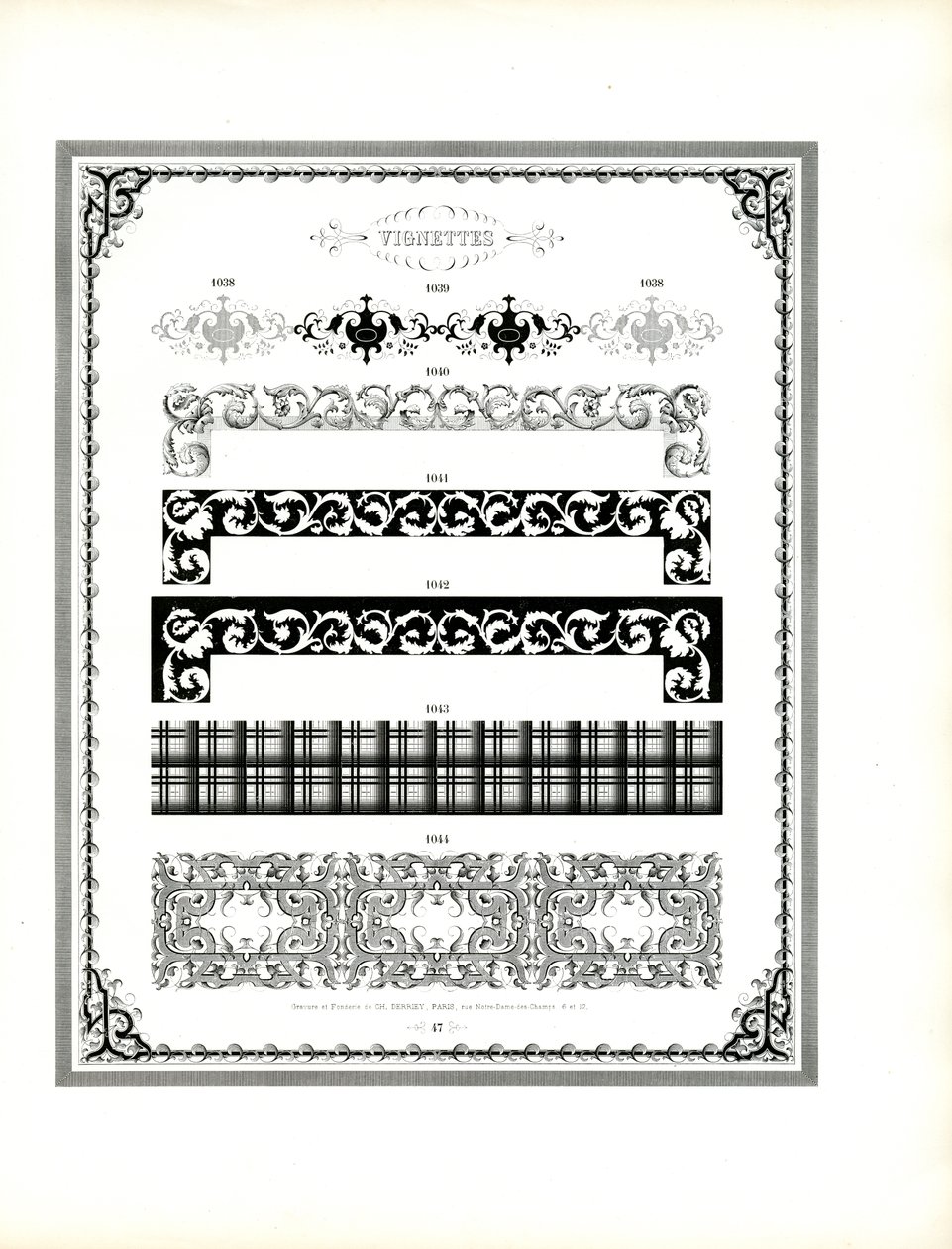 Yüksek Kaliteli Çerçeve Baskısı için Zarif Vinyetler (baskı) by Charles Derriey