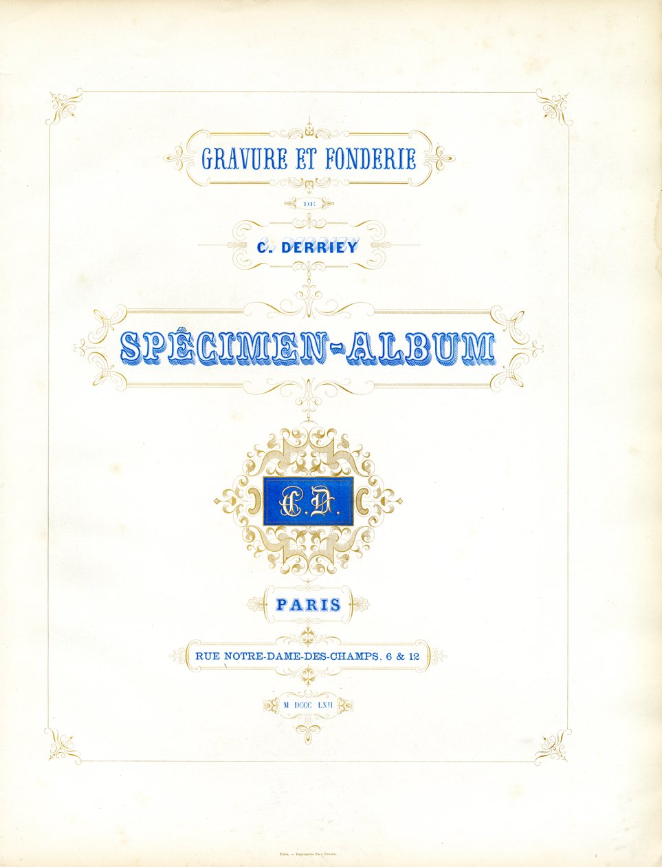 Derriey Tip Numune Kitabının Başlık Sayfası (baskı) by Charles Derriey