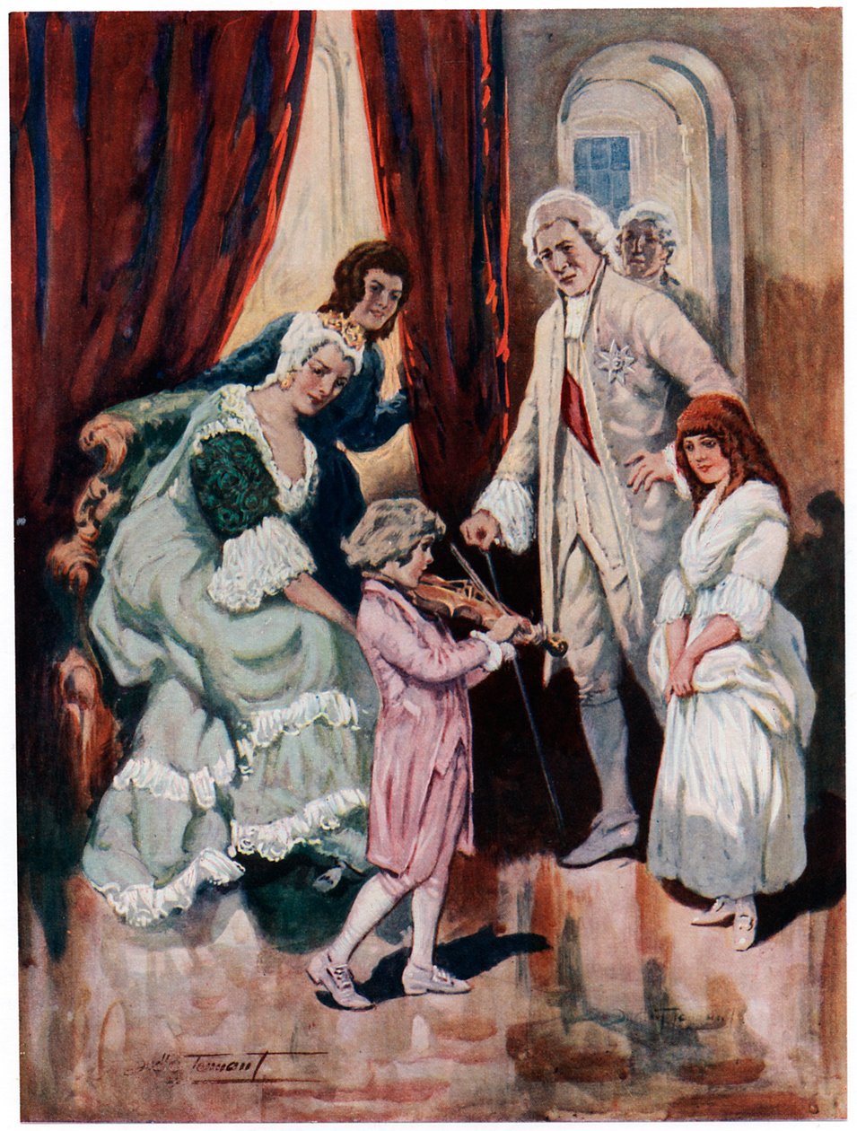 Mozart Kraliyetin Kalbini Kazandı c1763 20. yüzyılın başlarında by Charles Dudley Tennant