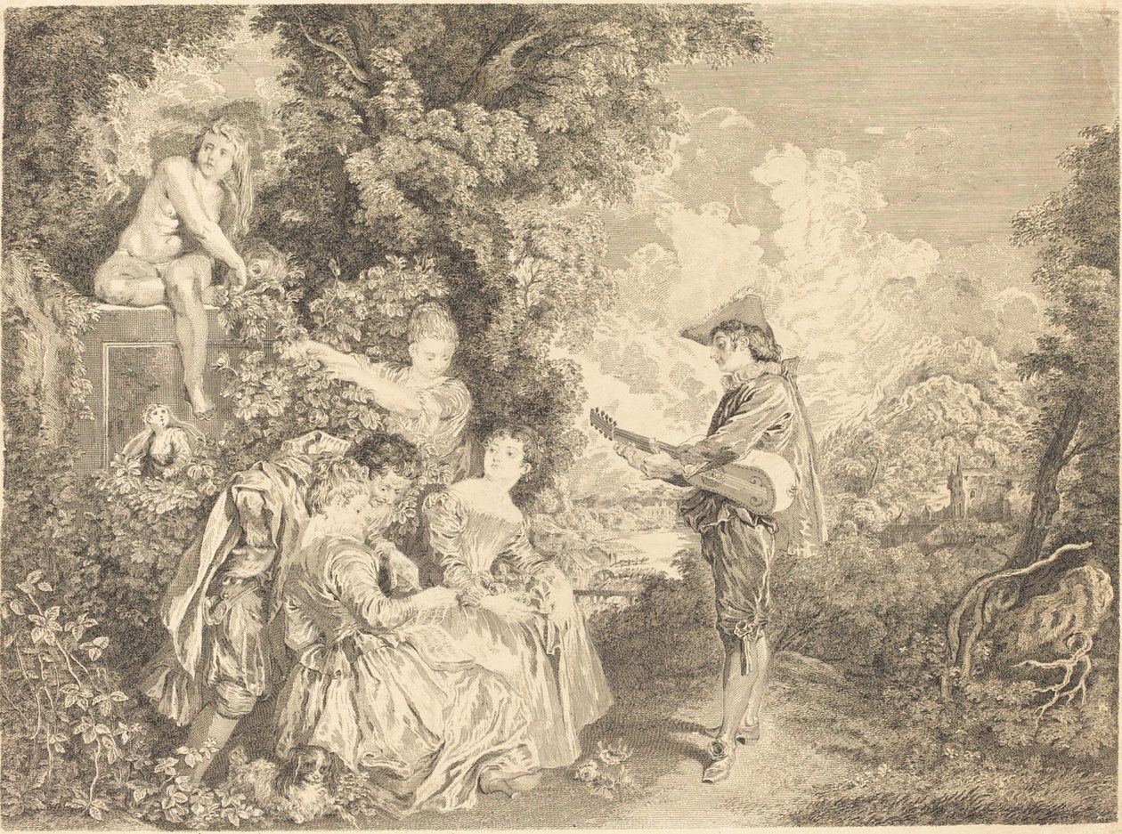 aşk dersi by Charles Dupuis after Antoine Watteau