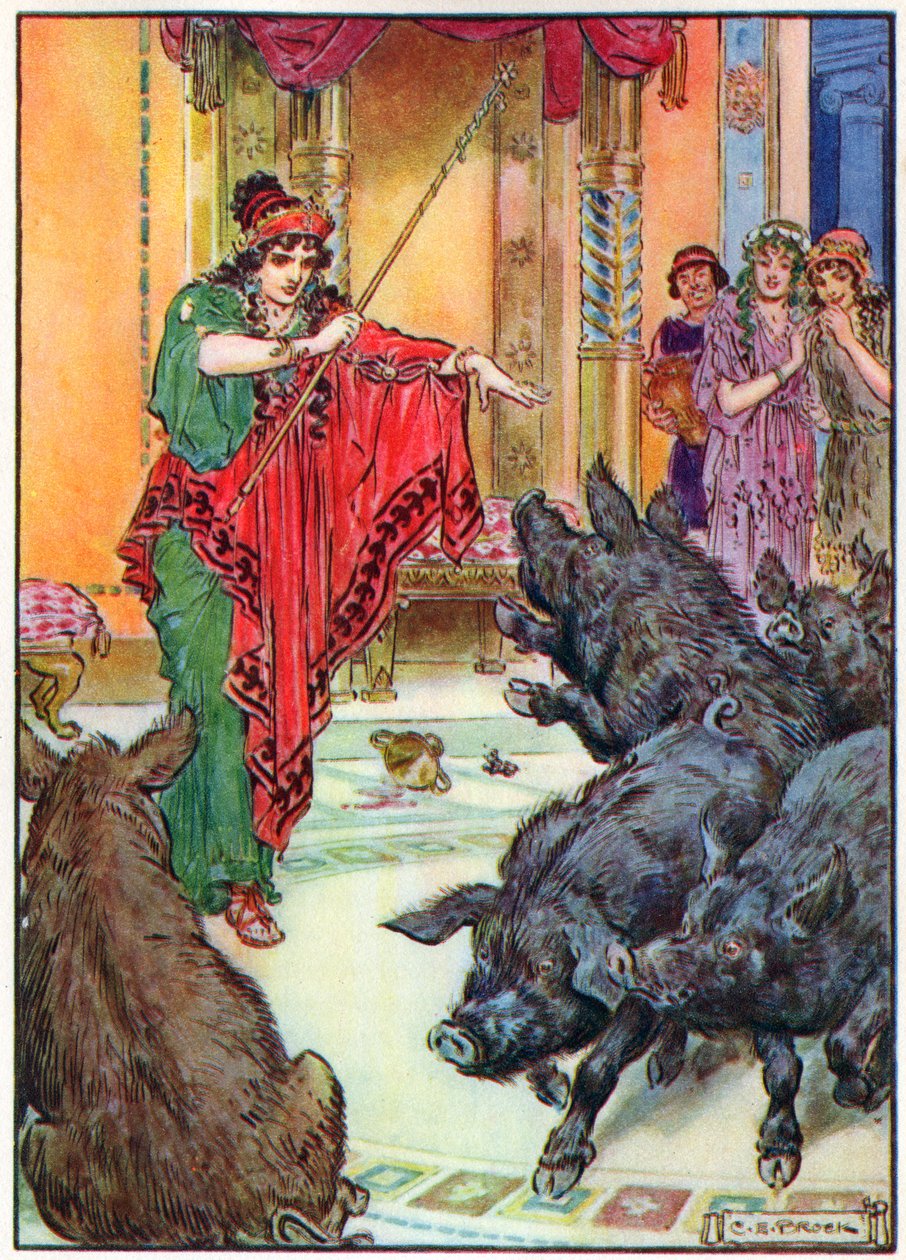 Circe, Waverley Book Company tarafından yayınlanan 'The Children's Hour: Stories from the Classics'ten by Charles Edmund Brock