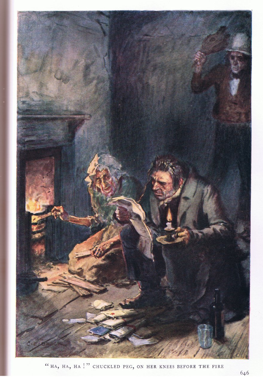 Ha, ha, ha! Kıkırdadı Peg, ateşin önünde dizlerinin üzerinde by Charles Edmund Brock