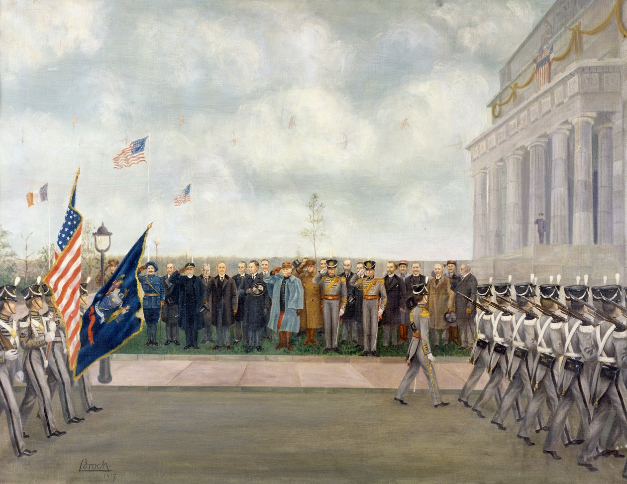 Mareşal Joffre Washington'da West Point öğrencilerini teftiş ederken, Bahar 1917, yazan Charles Edmund Brock (1870-1938), Birinci Dünya Savaşı, Amerika Birleşik Devletleri, 20. yüzyıl by Charles Edmund Brock