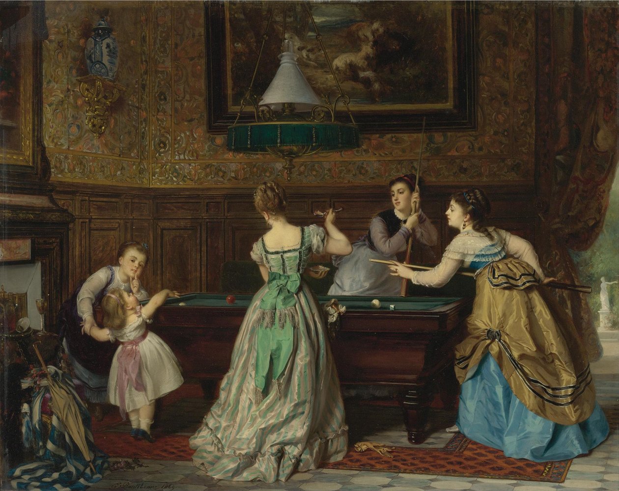 Bilardo Oynayan Bayanlar, 1869 by Charles Edouard Boutibonne