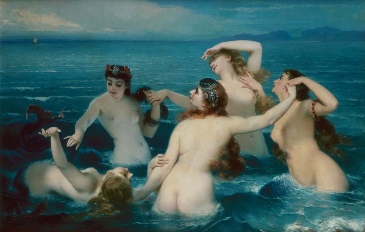 Denizde yüzen deniz kızları by Charles Edouard Boutibonne
