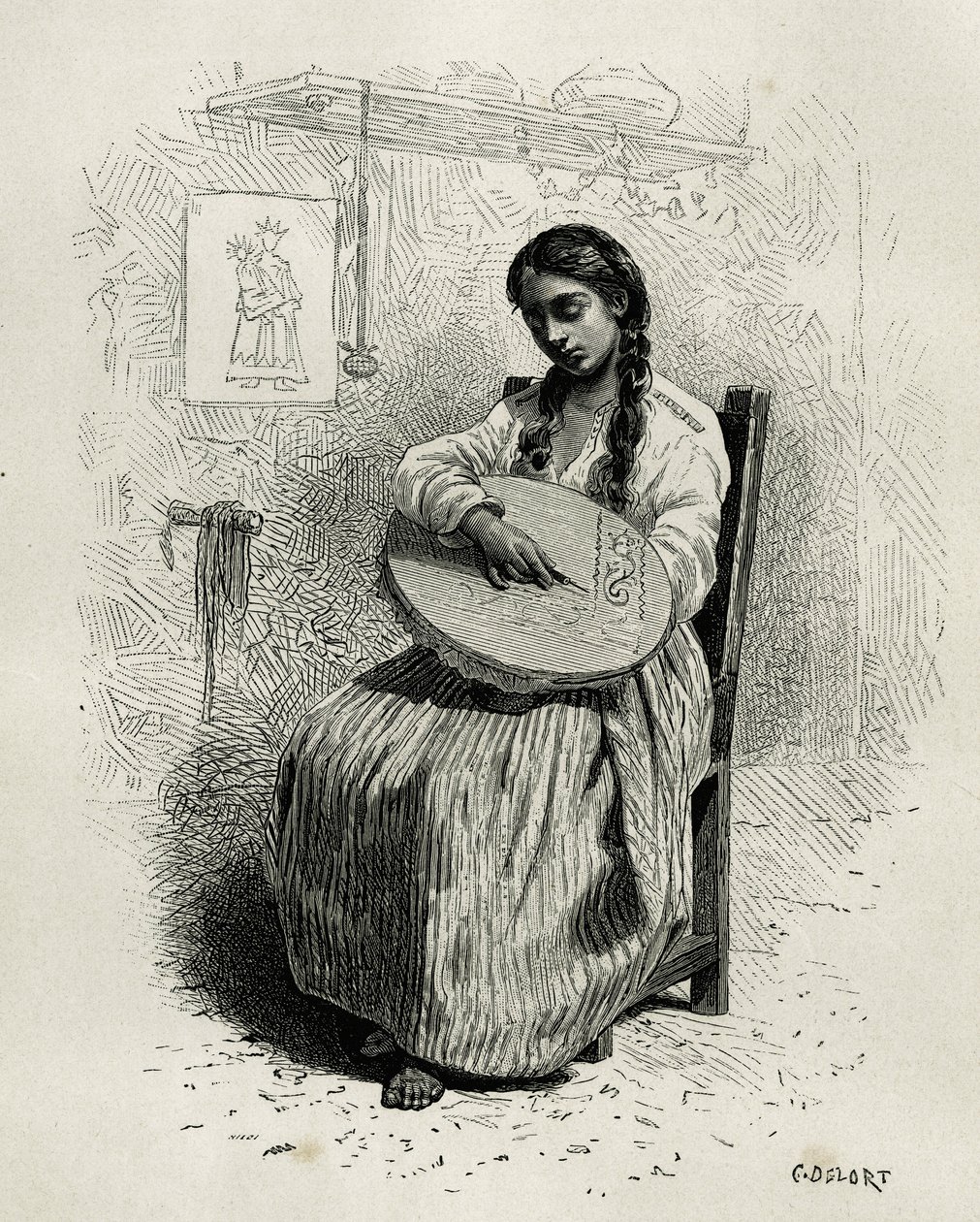 Quindio'nun (Kolombiya) Salento bölgesinde, Ch.Delort tarafından gravür, E.Andre'nin America Equinoxiale hikayesini göstermek için, Fransız hükümeti tarafından görev ataması, Tour du monde'da Edouard başkanlığında yayınlandı harita by Charles Edouard Delort