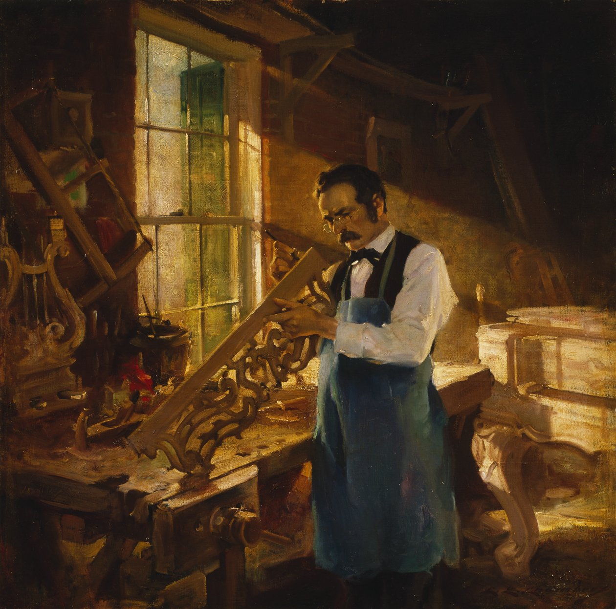 Henry Engelhard Steinway Tezgahında, c.1920 by Charles Edward Chambers