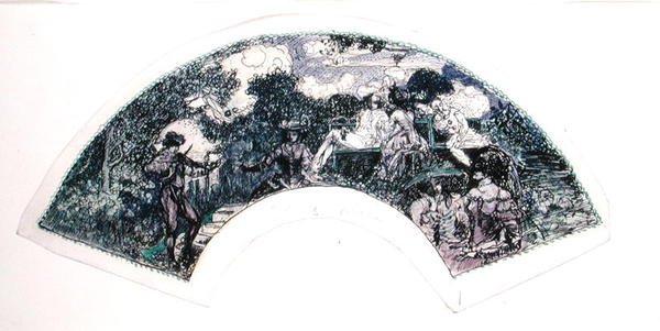 Fan tasarımı (kalem ve mürekkep ve kağıt üzerine sulu boya) by Charles Edward Conder