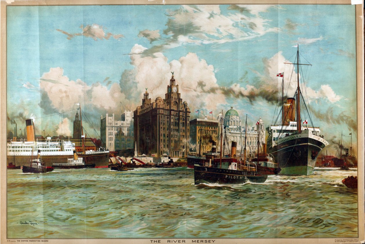Mersey Nehri, "İmparatorluğa Batı Geçidi" serisinden by Charles Edward Dixon