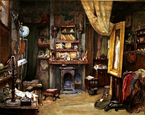 Sanatçının Stüdyosu (kağıt üzerine gövde rengi ile sulu boya) by Charles Edward Holloway