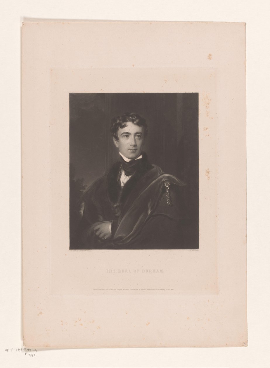 Portret kamyonet John George Lambton Durham Kontu (nesnedeki başlık) by Charles Edward Wagstaff