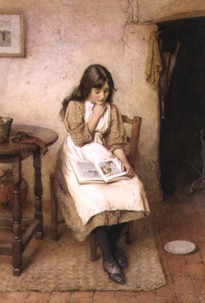 Bir Kız Okuma (suluboya ve guaj) by Charles Edward Wilson