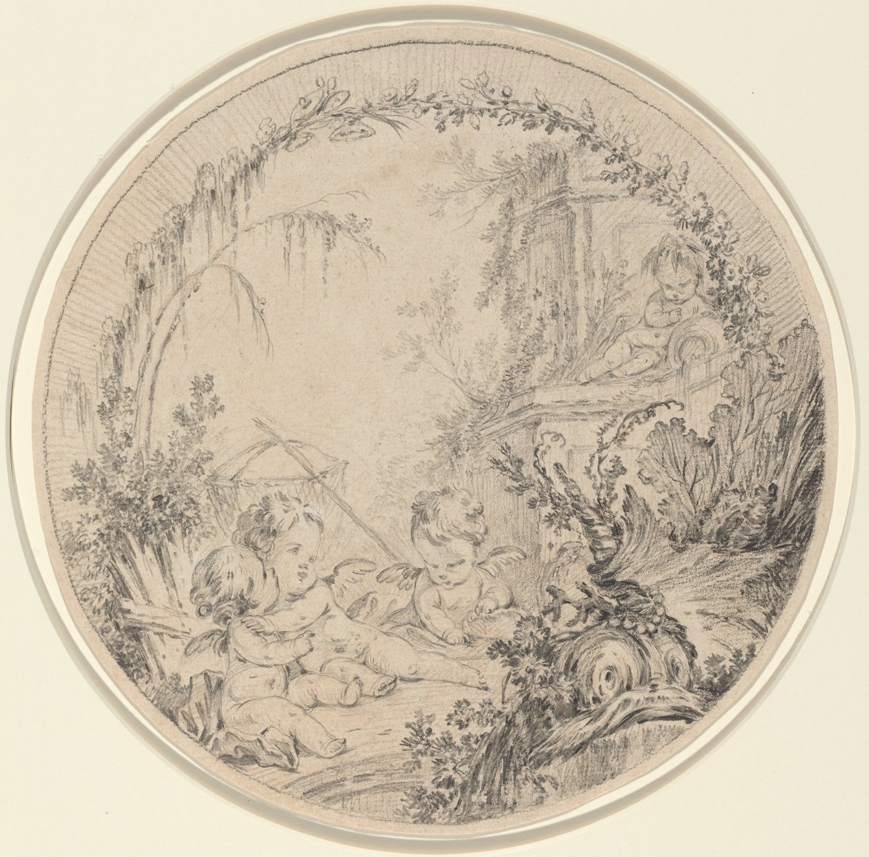 Balık Ağı ile Üç Putti by Charles Eisen