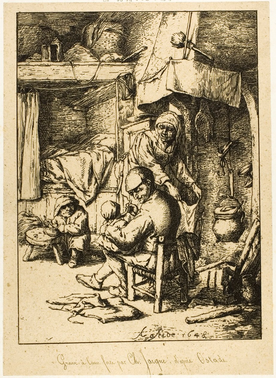 Bir Baba ve Ailesi by Charles Emile Jacque
